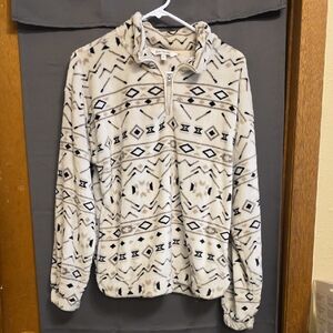 Aztec Patterned Zip-Up Sweater